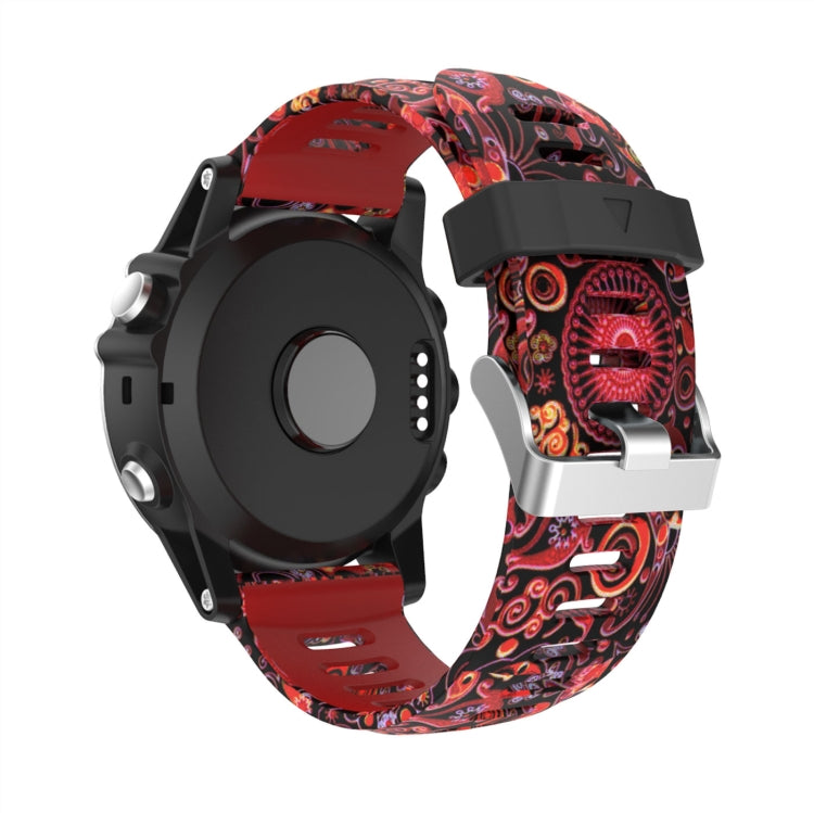For Garmin Fenix 7X 26mm Camouflage Printed Silicone Watch Band(Red+Jellyfish Camouflage) - Watch Bands by PMC TechLife | Online Shopping South Africa | PMC TechLife
