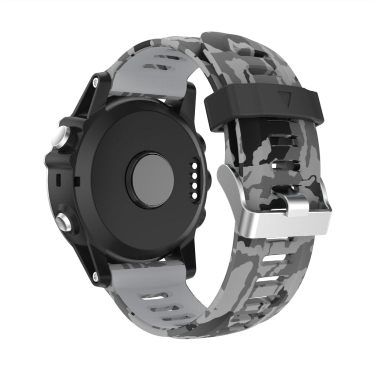 For Garmin Fenix 7X Solar 26mm Camouflage Printed Silicone Watch Band(Grey+Army Camouflage) - Watch Bands by PMC TechLife | Online Shopping South Africa | PMC TechLife