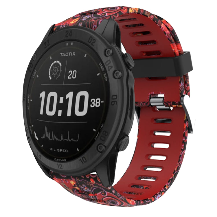 For Garmin Tactix Delta 26mm Camouflage Printed Silicone Watch Band(Red+Jellyfish Camouflage) -  by PMC TechLife | Online Shopping South Africa | PMC TechLife