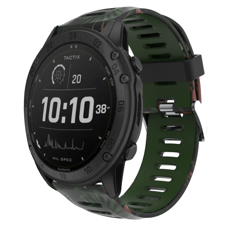 For Garmin Tactix Delta 26mm Camouflage Printed Silicone Watch Band(Army Green+Bamboo Camouflage) -  by PMC TechLife | Online Shopping South Africa | PMC TechLife