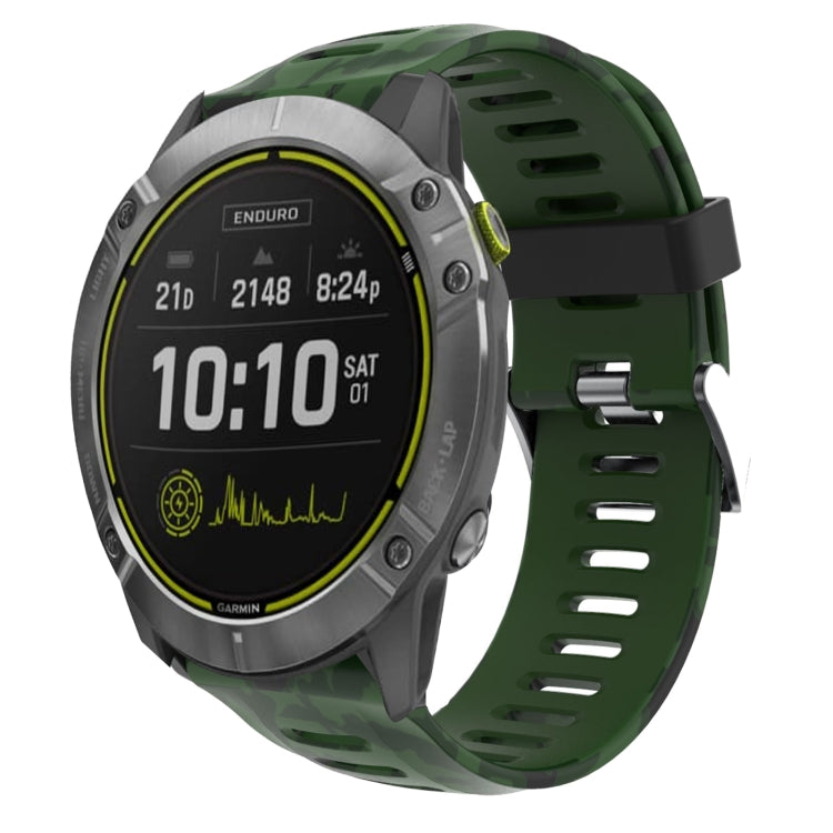 For Garmin Enduro 26mm Camouflage Printed Silicone Watch Band(Army Green+Army Camouflage) -  by PMC TechLife | Online Shopping South Africa | PMC TechLife