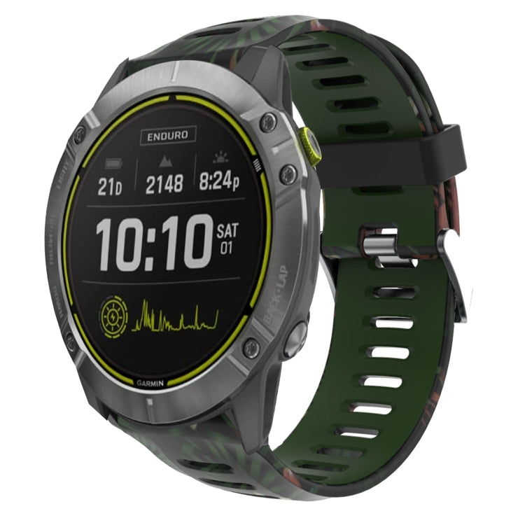For Garmin Enduro 26mm Camouflage Printed Silicone Watch Band(Army Green+Bamboo Camouflage) -  by PMC TechLife | Online Shopping South Africa | PMC TechLife