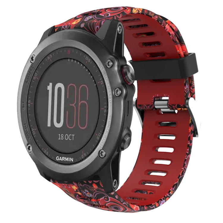 For Garmin Fenix 3 26mm Camouflage Printed Silicone Watch Band(Red+Jellyfish Camouflage) -  by PMC TechLife | Online Shopping South Africa | PMC TechLife