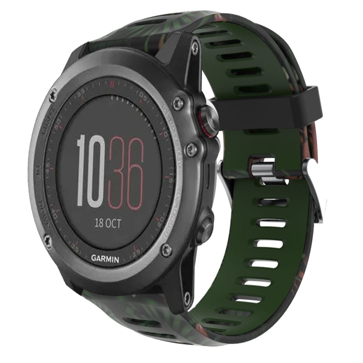 For Garmin Fenix 3 26mm Camouflage Printed Silicone Watch Band(Army Green+Bamboo Camouflage) -  by PMC TechLife | Online Shopping South Africa | PMC TechLife