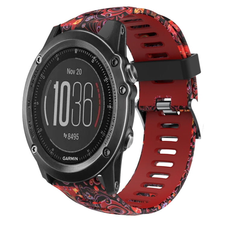 For Garmin Fenix 3 HR 26mm Camouflage Printed Silicone Watch Band(Red+Jellyfish Camouflage) -  by PMC TechLife | Online Shopping South Africa | PMC TechLife