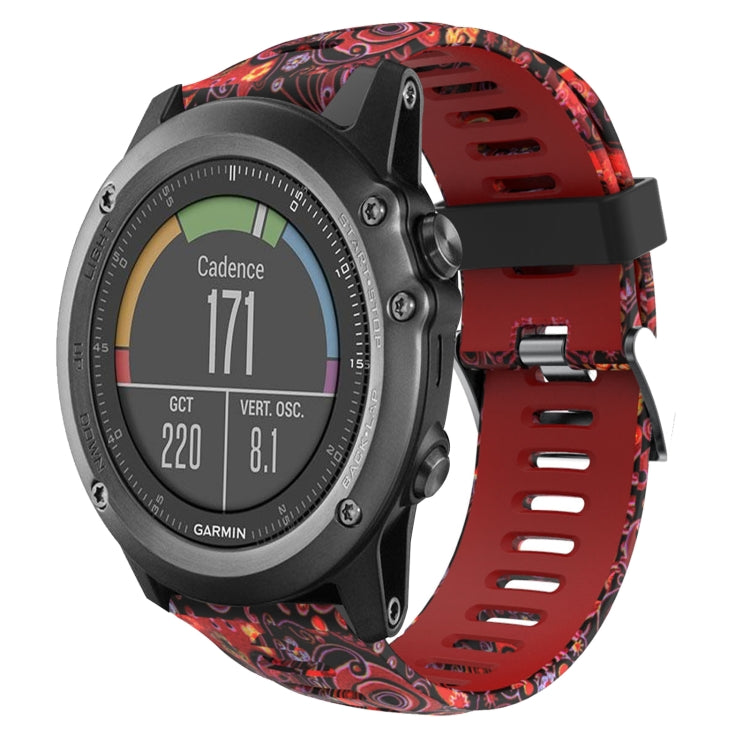 For Garmin Fenix 3 Sapphire 26mm Camouflage Printed Silicone Watch Band(Red+Jellyfish Camouflage) -  by PMC TechLife | Online Shopping South Africa | PMC TechLife