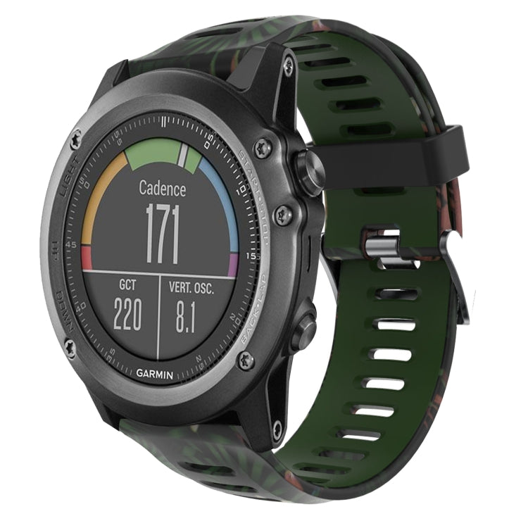 For Garmin Fenix 3 Sapphire 26mm Camouflage Printed Silicone Watch Band(Army Green+Bamboo Camouflage) -  by PMC TechLife | Online Shopping South Africa | PMC TechLife