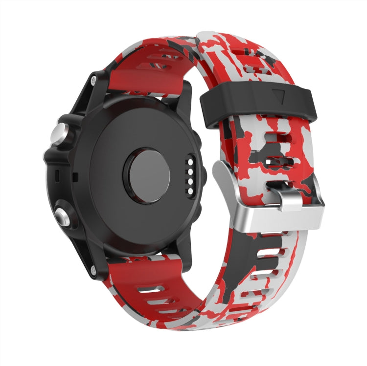 For Garmin Descent MK 2i 26mm Camouflage Printed Silicone Watch Band(Red+Army Camouflage) - Watch Bands by PMC TechLife | Online Shopping South Africa | PMC TechLife