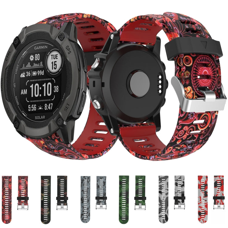 For Garmin Instinct 2X Solar 26mm Camouflage Printed Silicone Watch Band(Red+Jellyfish Camouflage) -  by PMC TechLife | Online Shopping South Africa | PMC TechLife