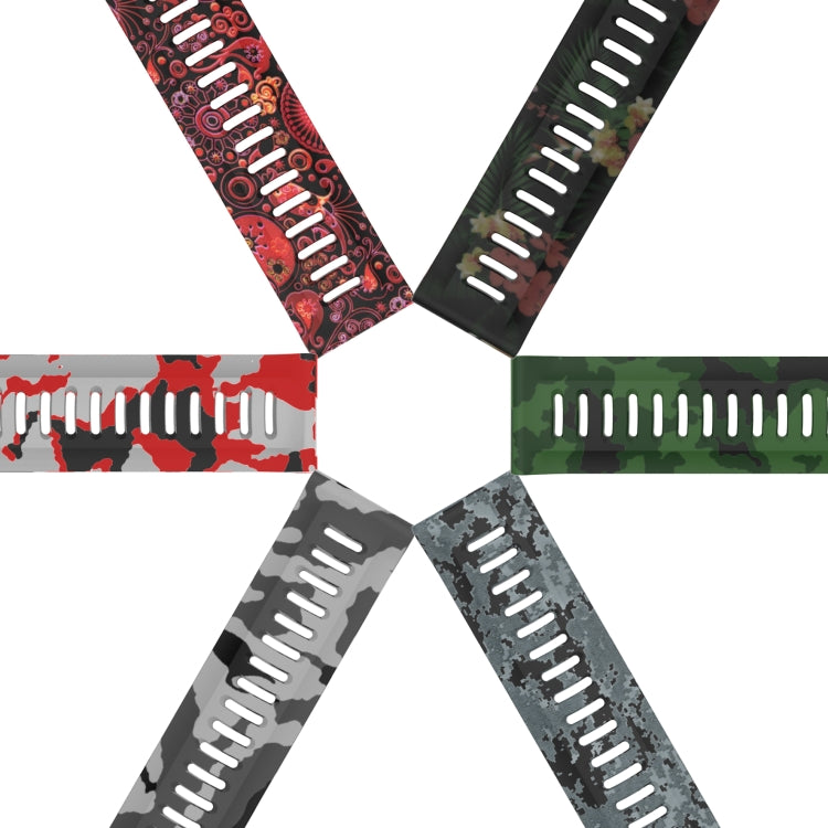 For Garmin Fenix 6X 26mm Camouflage Printed Silicone Watch Band(Red+Army Camouflage) -  by PMC TechLife | Online Shopping South Africa | PMC TechLife