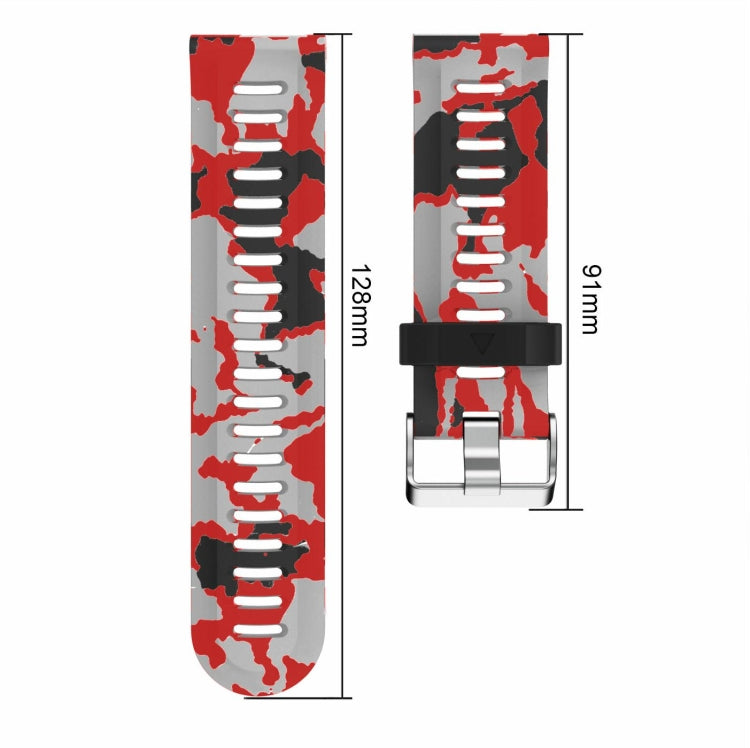 For Garmin Descent MK 2 26mm Camouflage Printed Silicone Watch Band(Red+Army Camouflage) -  by PMC TechLife | Online Shopping South Africa | PMC TechLife