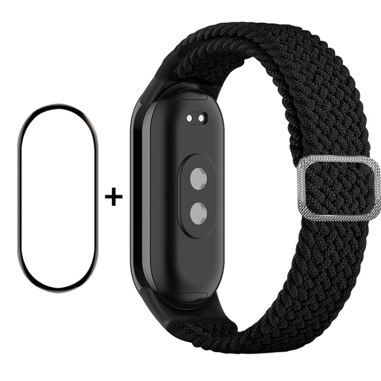 For Xiaomi Mi Band 8 ENKAY Hat-Prince 2 in 1 Set Full Coverage Screen Protector + Elastic Braided Nylon Watch Band(Black) - free shipping - PMC TechLife - Order now!