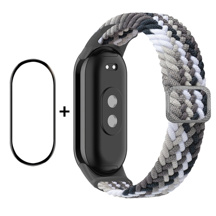 For Xiaomi Mi Band 8 ENKAY Hat-Prince 2 in 1 Set Full Coverage Screen Protector + Elastic Braided Nylon Watch Band(Colorful Black) - Watch Bands by ENKAY | Online Shopping South Africa | PMC TechLife | Buy Now Pay Later Mobicred