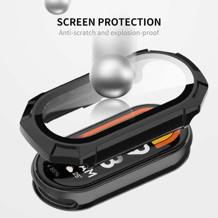 For Xiaomi Mi Band 8 ENKAY Hat-Prince Full Coverage PC Frame + Tempered Glass Film Watch Case(Black) - Watch Cases by ENKAY | Online Shopping South Africa | PMC TechLife | Buy Now Pay Later Mobicred
