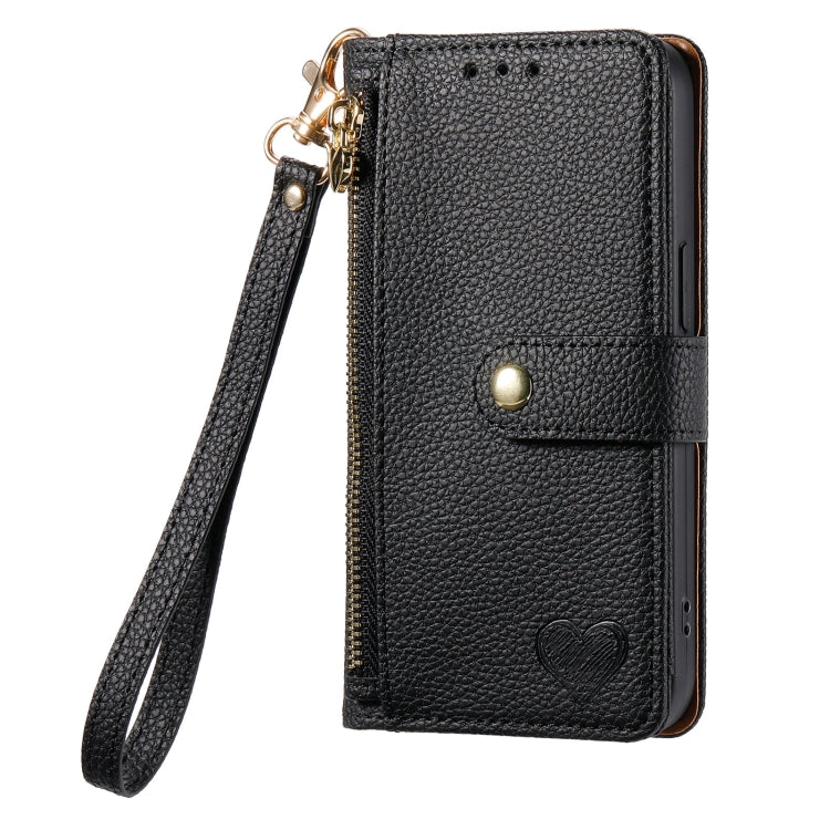 For iPhone 14 Pro Love Zipper Lanyard Leather Phone Case(Black) - free shipping - PMC TechLife - Order now!