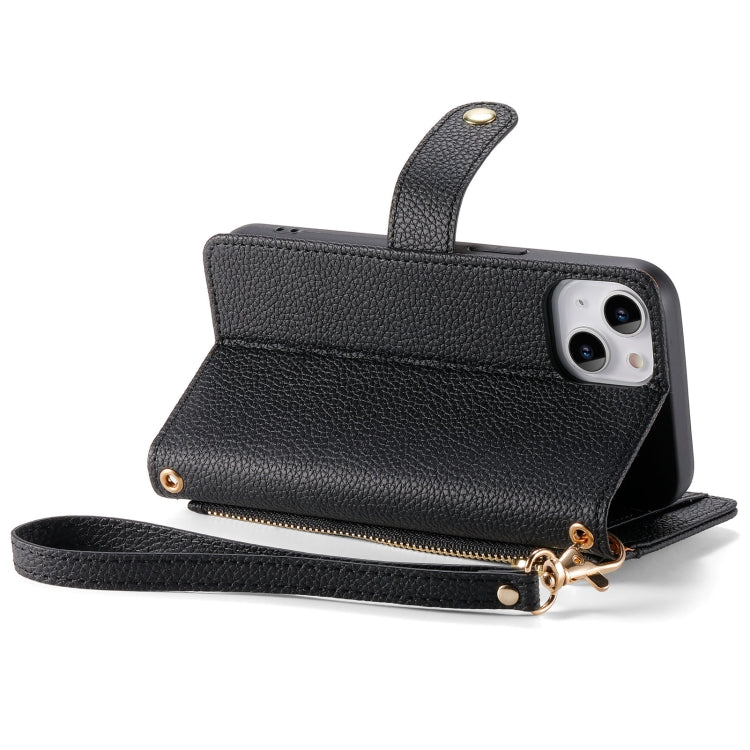 For iPhone 14 Plus Love Zipper Lanyard Leather Phone Case(Black) - free shipping - PMC TechLife - Order now!