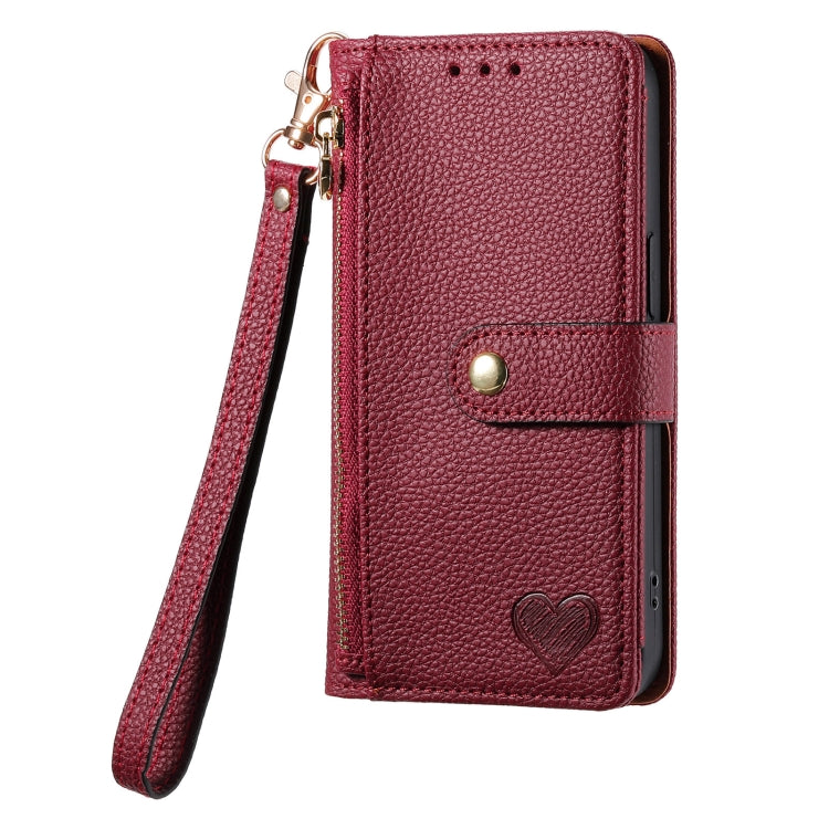 For iPhone 13 mini Love Zipper Lanyard Leather Phone Case(Red) - free shipping - PMC TechLife - Order now!