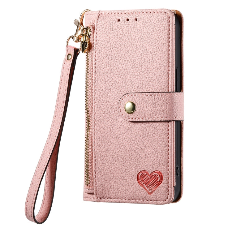 For iPhone 6 / 6s Love Zipper Lanyard Leather Phone Case(Pink) - free shipping - PMC TechLife - Order now!