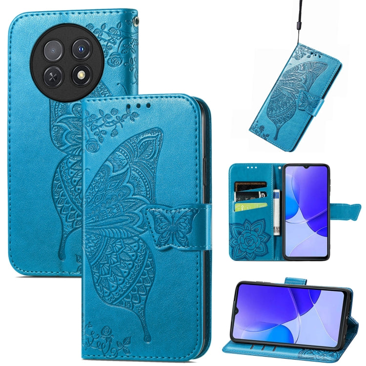 For Huawei Enjoy 60X Butterfly Love Flower Embossed Leather Phone Case(Blue) - free shipping - PMC TechLife - Order now!