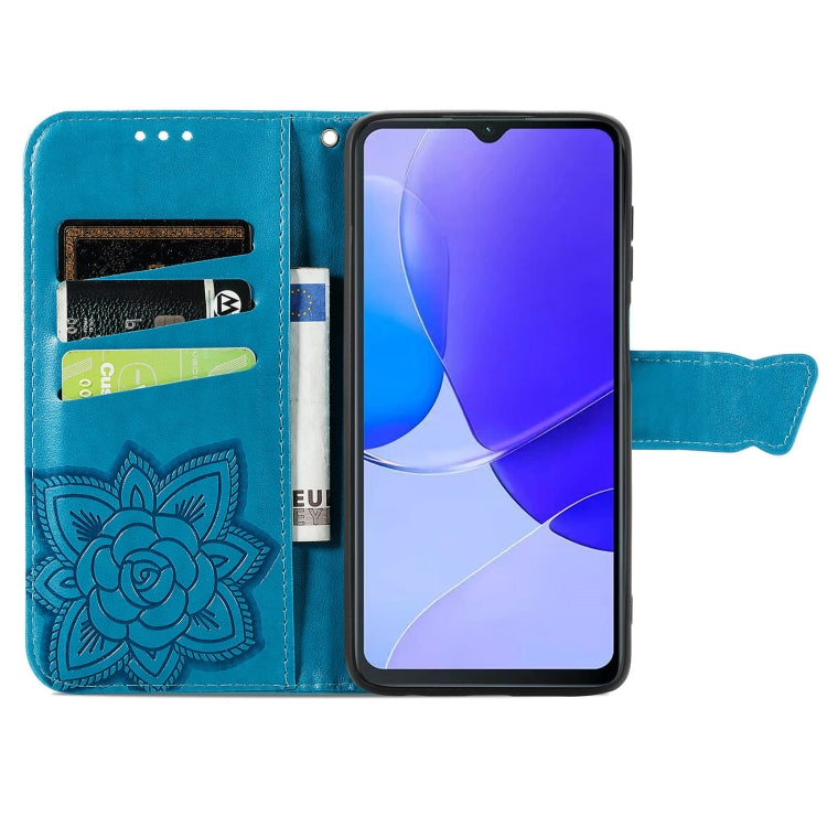 For Huawei Enjoy 60X Butterfly Love Flower Embossed Leather Phone Case(Blue) - free shipping - PMC TechLife - Order now!