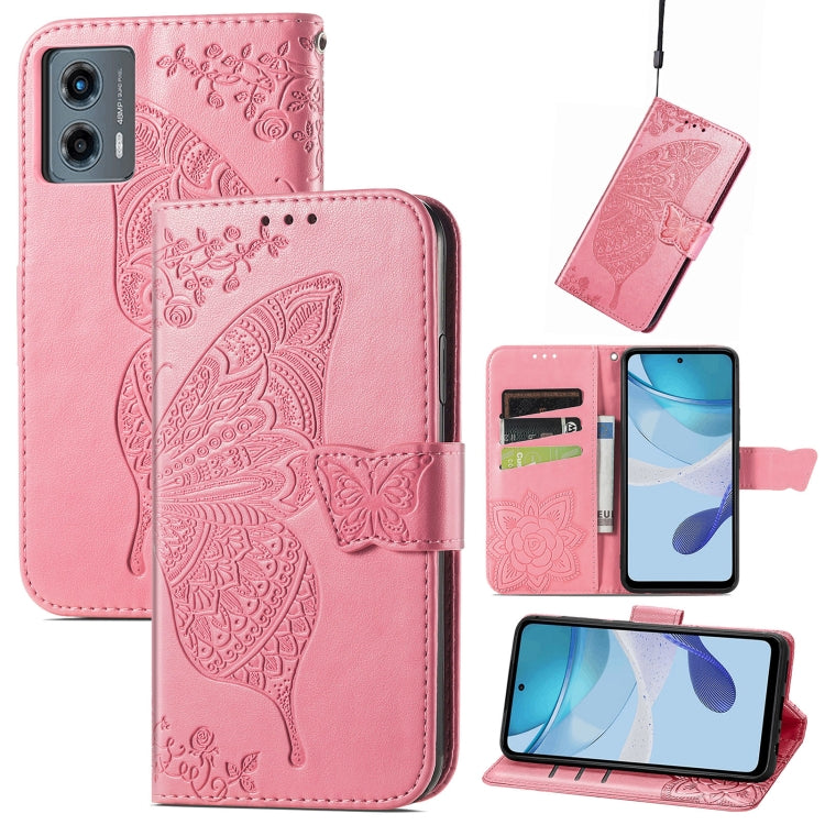 For Motorola Moto G 5G 2023 Butterfly Love Flower Embossed Leather Phone Case(Pink) - free shipping - PMC TechLife - Order now!