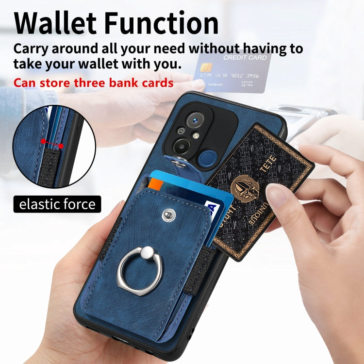 For Redmi Note 12 4G Retro Skin-feel Ring Card Wallet Phone Case(Brown) - free shipping - PMC TechLife - Order now!