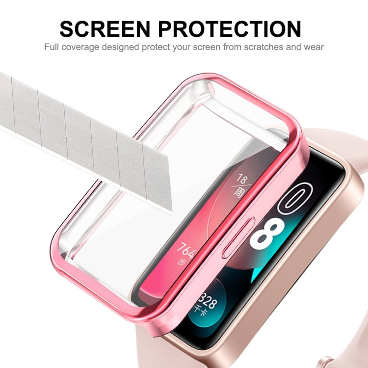 For Huawei Band 10 / 9 / 8 ENKAY Hat-Prince Full Coverage Electroplated Soft TPU Case with Screen Protection(Pink) - Watch Cases by ENKAY | Online Shopping South Africa | PMC TechLife | Buy Now Pay Later Mobicred