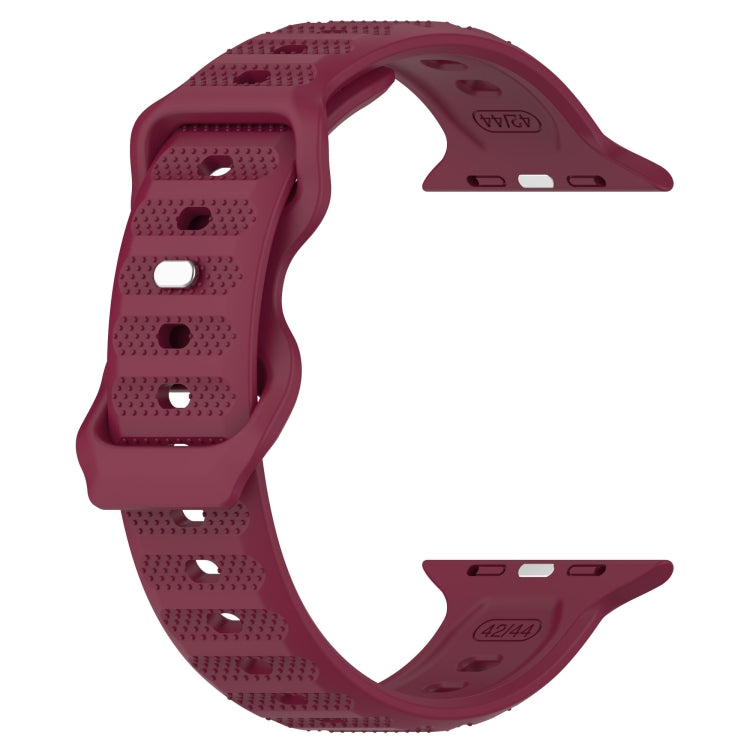For Apple Watch Ultra 49mm Reverse Buckle Dot Texture Silicone Watch Band(Wine Red) - Watch Bands by PMC TechLife | Online Shopping South Africa | PMC TechLife