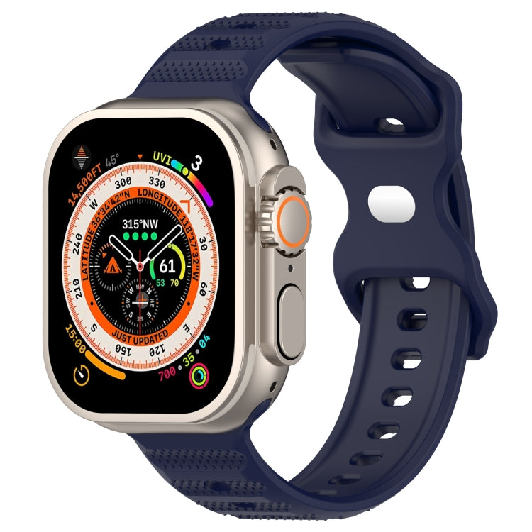 For Apple Watch SE 2022 44mm Reverse Buckle Dot Texture Silicone Watch Band(Midnight Blue) - Watch Bands by PMC TechLife | Online Shopping South Africa | PMC TechLife