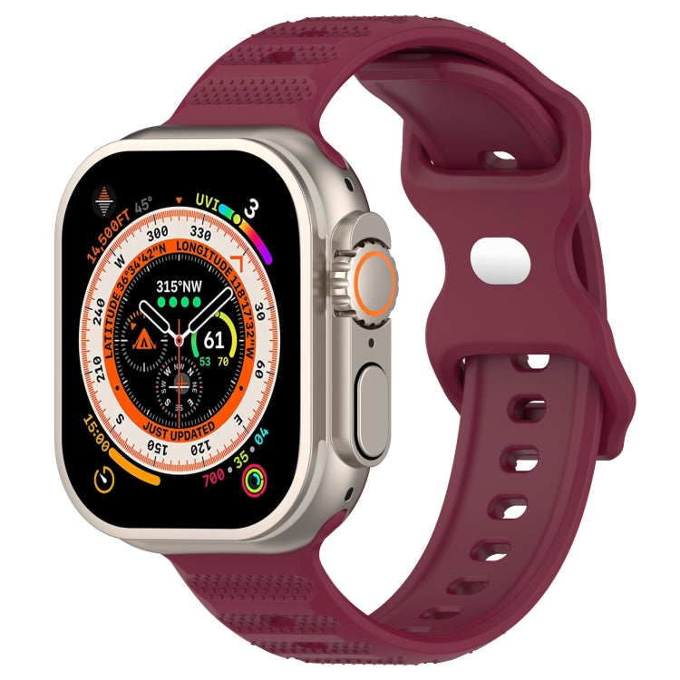 For Apple Watch SE 2022 40mm Reverse Buckle Dot Texture Silicone Watch Band(Wine Red) - Watch Bands by PMC TechLife | Online Shopping South Africa | PMC TechLife