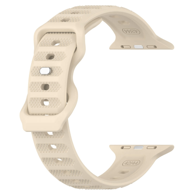 For Apple Watch SE 44mm Reverse Buckle Dot Texture Silicone Watch Band(Khaki) - Watch Bands by PMC TechLife | Online Shopping South Africa | PMC TechLife