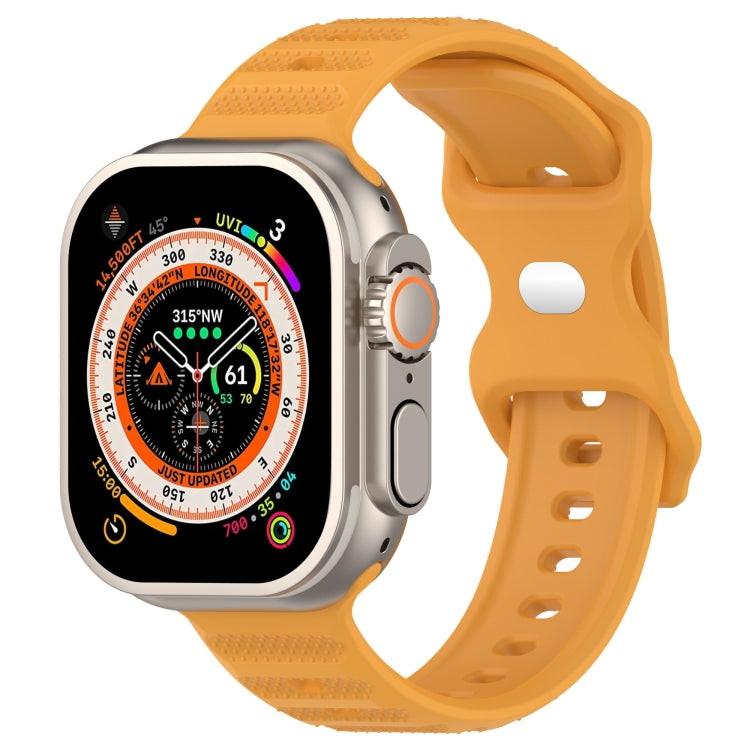 For Apple Watch 5 44mm Reverse Buckle Dot Texture Silicone Watch Band(Yellow) - Watch Bands by PMC TechLife | Online Shopping South Africa | PMC TechLife