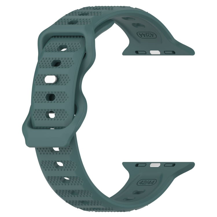 For Apple Watch 42mm Reverse Buckle Dot Texture Silicone Watch Band(Olive Green) - Watch Bands by PMC TechLife | Online Shopping South Africa | PMC TechLife