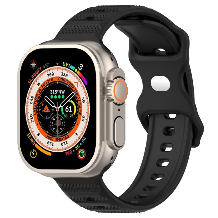 For Apple Watch 42mm Reverse Buckle Dot Texture Silicone Watch Band(Black) - Watch Bands by PMC TechLife | Online Shopping South Africa | PMC TechLife