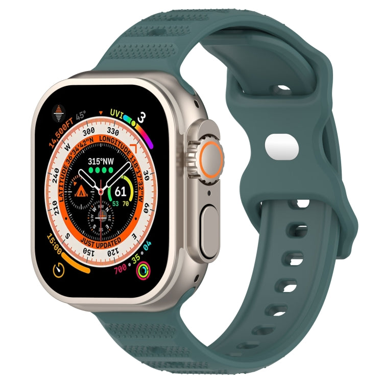 For Apple Watch 38mm Reverse Buckle Dot Texture Silicone Watch Band(Olive Green) - Watch Bands by PMC TechLife | Online Shopping South Africa | PMC TechLife