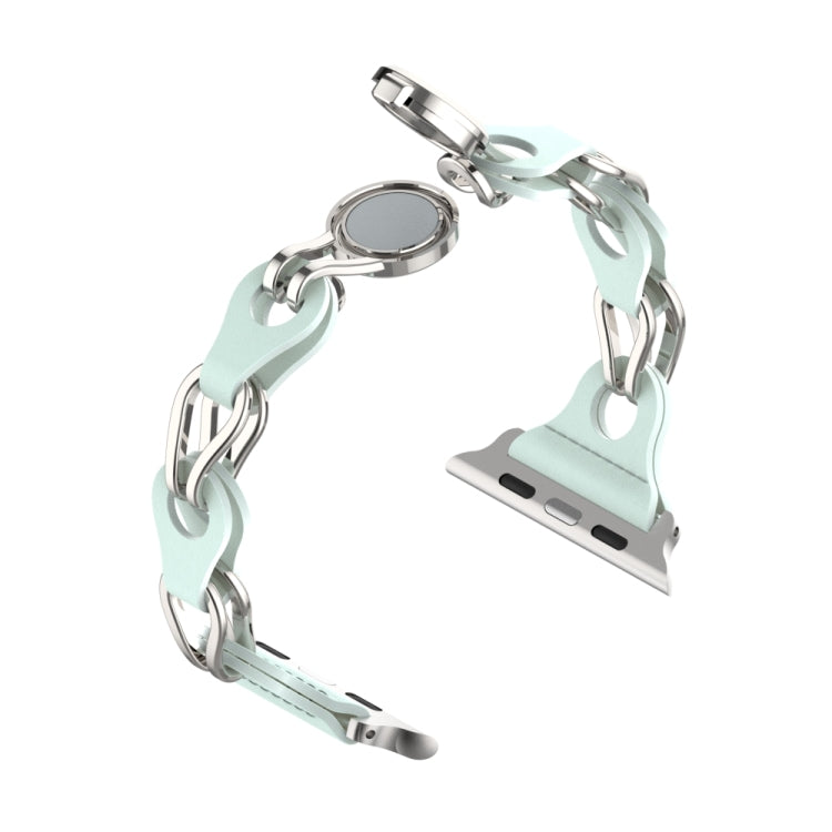 For Apple Watch 2 42mm Hollow Leather Chain Magnetic Buckle Watch Band(Blue) - Watch Bands by PMC TechLife | Online Shopping South Africa | PMC TechLife