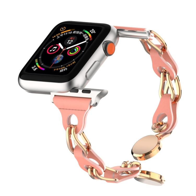 For Apple Watch 4 40mm Hollow Leather Chain Magnetic Buckle Watch Band(Red) - Watch Bands by PMC TechLife | Online Shopping South Africa | PMC TechLife