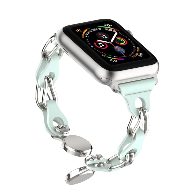 For Apple Watch 6 44mm Hollow Leather Chain Magnetic Buckle Watch Band(Blue) - Watch Bands by PMC TechLife | Online Shopping South Africa | PMC TechLife