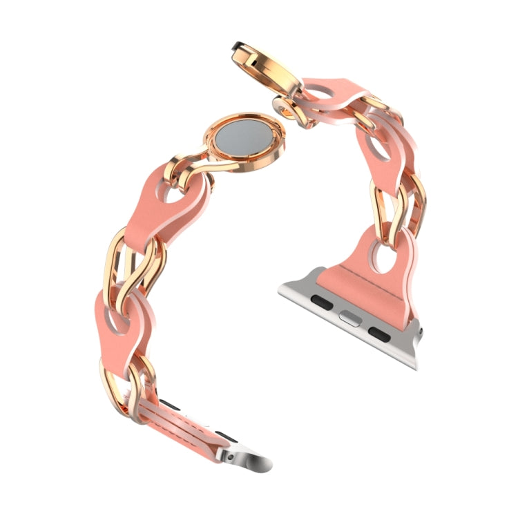 For Apple Watch 6 44mm Hollow Leather Chain Magnetic Buckle Watch Band(Red) - Watch Bands by PMC TechLife | Online Shopping South Africa | PMC TechLife