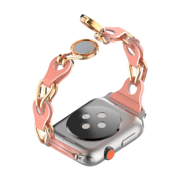 For Apple Watch 6 44mm Hollow Leather Chain Magnetic Buckle Watch Band(Red) - Watch Bands by PMC TechLife | Online Shopping South Africa | PMC TechLife