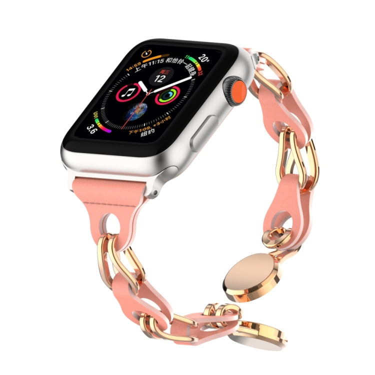 For Apple Watch 8 45mm Hollow Leather Chain Magnetic Buckle Watch Band(Red) - Watch Bands by PMC TechLife | Online Shopping South Africa | PMC TechLife