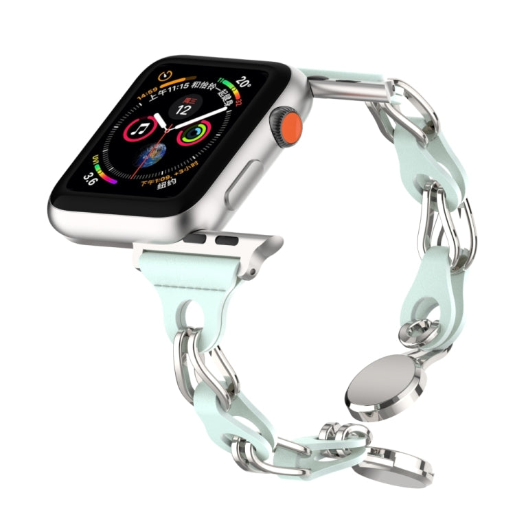 For Apple Watch 8 41mm Hollow Leather Chain Magnetic Buckle Watch Band(Blue) - Watch Bands by PMC TechLife | Online Shopping South Africa | PMC TechLife