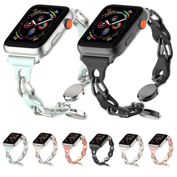 For Apple Watch 6 44mm Hollow Leather Chain Magnetic Buckle Watch Band(Blue) - Watch Bands by PMC TechLife | Online Shopping South Africa | PMC TechLife