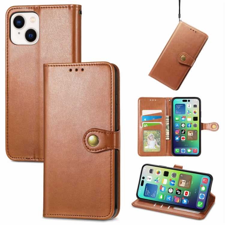 For iPhone 15 Retro Solid Color Buckle Leather Phone Case(Brown) - free shipping - PMC TechLife - Order now!