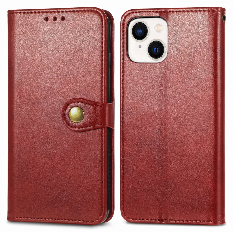 For iPhone 15 Plus Retro Solid Color Buckle Leather Phone Case(Red) - free shipping - PMC TechLife - Order now!