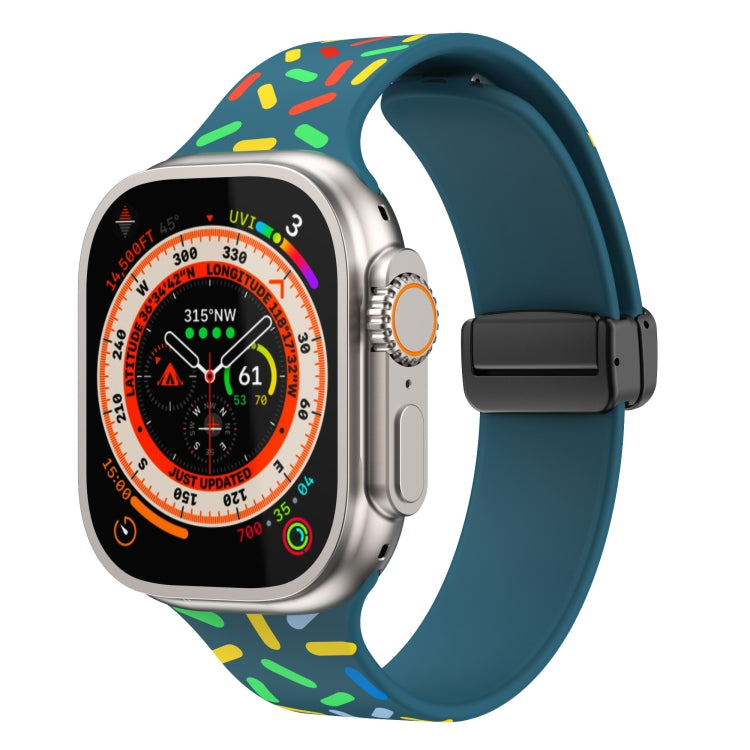For Apple Watch Ultra 49mm Rainbow Dots Silicone Magnetic Black Buckle Watch Band(Blue) - Watch Bands by PMC TechLife | Online Shopping South Africa | PMC TechLife