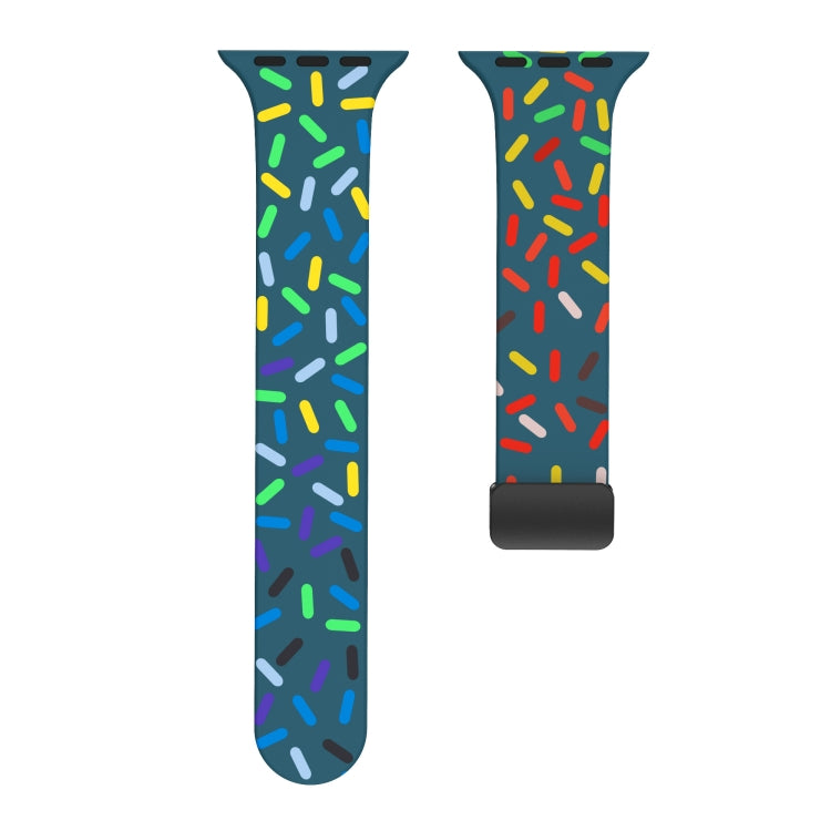 For Apple Watch SE 2022 40mm Rainbow Dots Silicone Magnetic Black Buckle Watch Band(Blue) - Watch Bands by PMC TechLife | Online Shopping South Africa | PMC TechLife