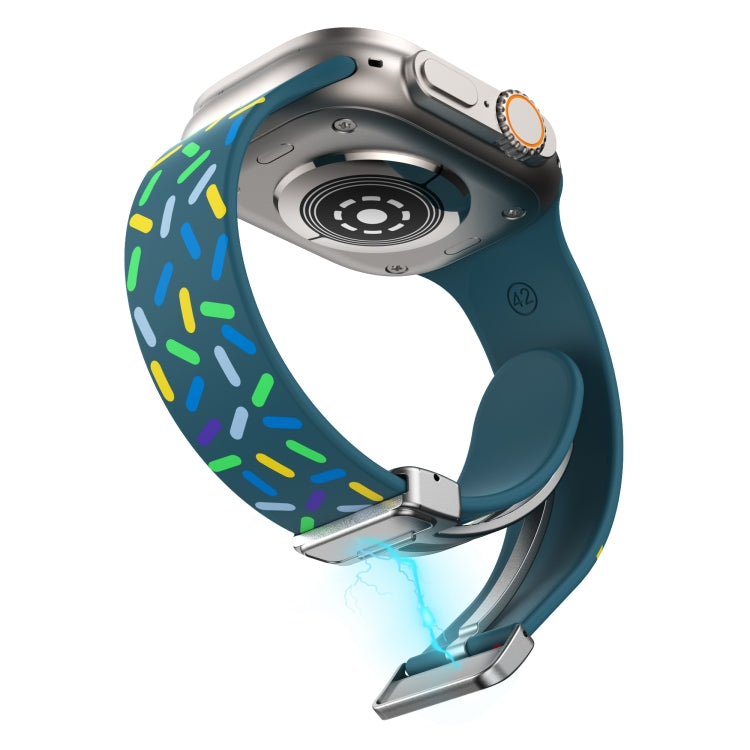 For Apple Watch 5 40mm Rainbow Dots Silicone Magnetic Buckle Watch Band(Blue) - Watch Bands by PMC TechLife | Online Shopping South Africa | PMC TechLife