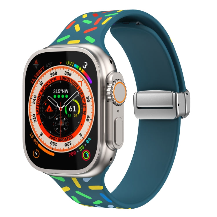 For Apple Watch 38mm Rainbow Dots Silicone Magnetic Buckle Watch Band(Blue) - Watch Bands by PMC TechLife | Online Shopping South Africa | PMC TechLife