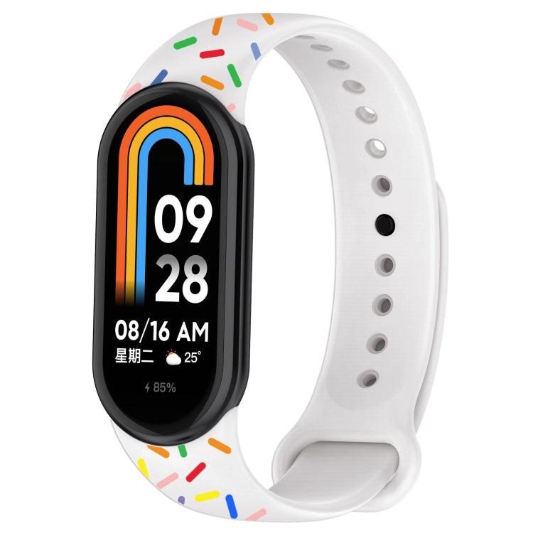 For Xiaomi Band 8 Sports Rainbow Dots Silicone Buckle Watch Band(White) - Watch Bands by PMC TechLife | Online Shopping South Africa | PMC TechLife